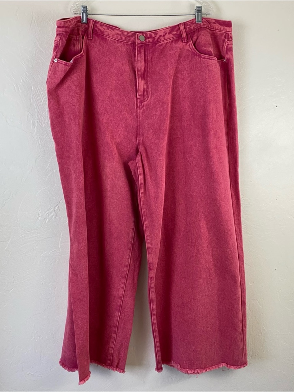Cider NWT Size 4X Hot Pink High Waist Wide Straight Leg Cotton Denim Jean